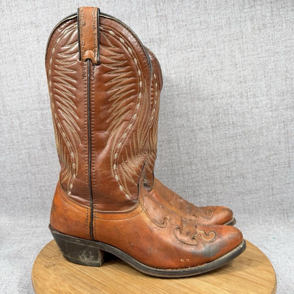 Laredo Western Boots Men's Size 6.5 D Ostrich Print Leather Cowboy